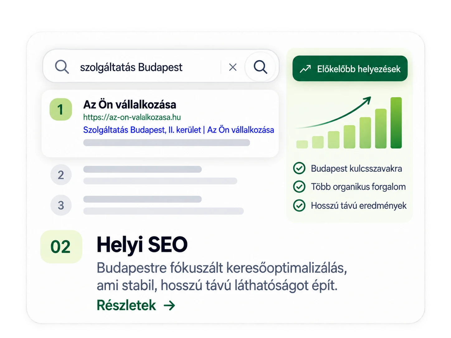 Helyi keresési megjelenés szemléltetése.
