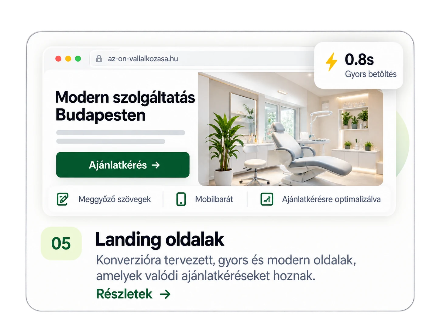 Szolgáltatási érkezőoldal szemléltetése.